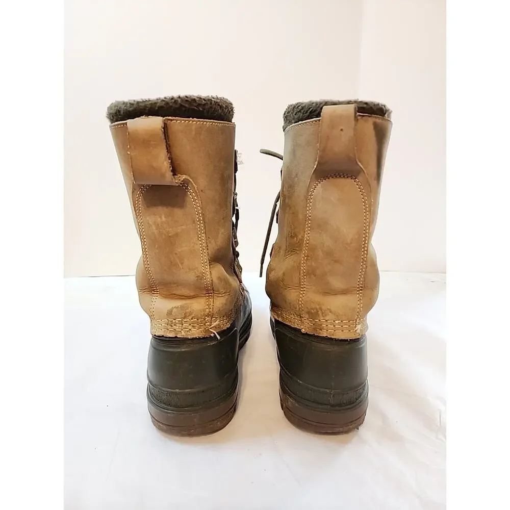 Ll Bean Mens Duck Boots Winter Insulated Size 7 Brown Leather Rubber Wool